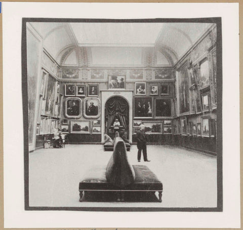 Room with 18th and 19th century paintings and benches for visitors, c. 1900 - c. 1999 Canvas Print