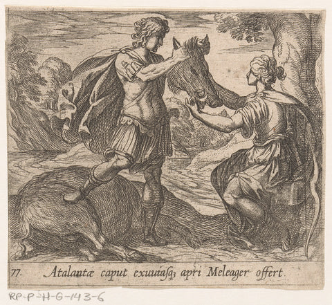 Meleager offers Atalanta the boar's cup, Antonio Tempesta, 1606 - 1638 Canvas Print