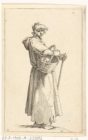 Young farmer with basket, Frederick Bloemaert, after 1635 - 1669 Canvas Print