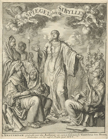 Sibille surrounded by listeners, Jan Luyken, 1684 Canvas Print