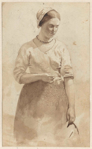 Standing young woman, Albert Neuhuys (1844-1914), 1854 - 1914 Canvas Print