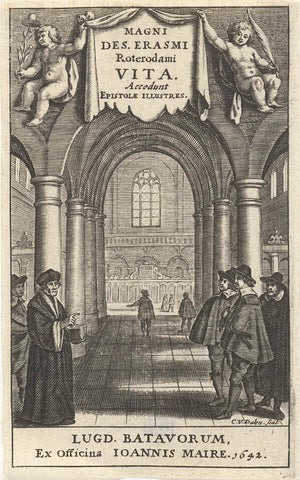 Desiderius Erasmus in church interior, Cornelis van Dalen (I), 1642 Canvas Print