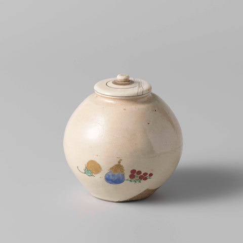 Tea caddy with an eggplant and fruit, anonymous, anonymous, c. 1800 - c. 1899 Canvas Print