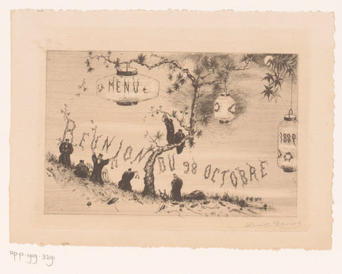 Design for a menu for a lawyer's dinner, Louise Danse, 1889 Canvas Print