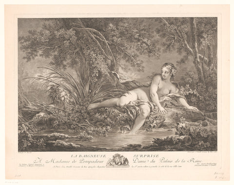 Watched bather at a pond, Jean Daullé, 1760 Canvas Print