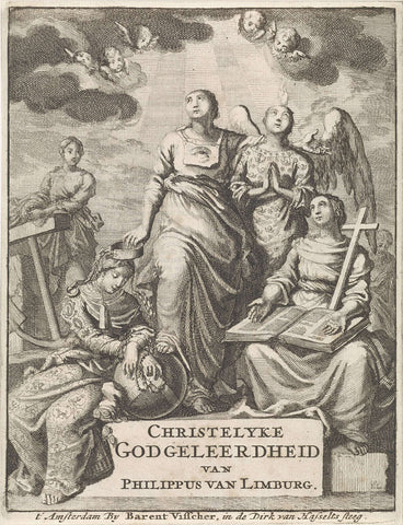 Religiousness overcomes worldliness with the help of hope, love and faith, Jan Luyken, 1701 Canvas Print