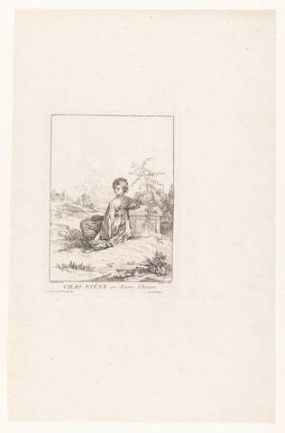 Chinese boy, sitting in a landscape, François Boucher, c. 1731 Canvas Print