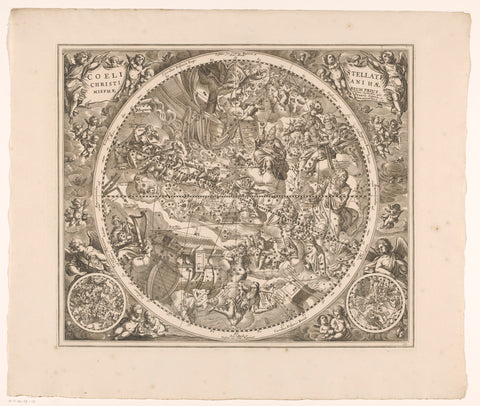 Sky map with Christian constellations, anonymous, 1708 Canvas Print