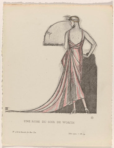 Gazette du Bon Ton, 1920 - No. 5 : Une robe du soir de Worth, Bernard Boutet de Monvel, 1920 Canvas Print