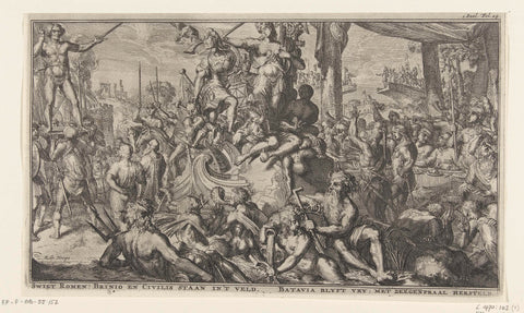 Allegory around the Batavian Uprising, Romeyn de Hooghe, 1704 - 1706 Canvas Print