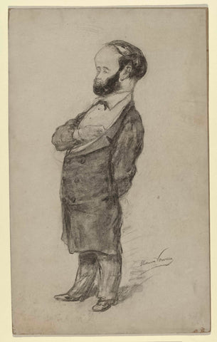 Caricature portrait of the painter Hermanus Gerhardus Wolbers, Elchanon Verveer, 1870 - 1899 Canvas Print