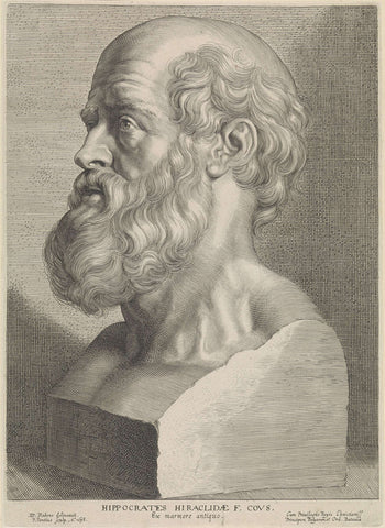 Antique bust of the Hippocrates, Paulus Pontius, 1638 Canvas Print