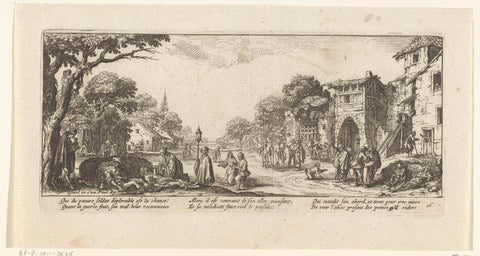 Beggars and dying by the road, Jacques Callot, 1677 - 1690 Canvas Print