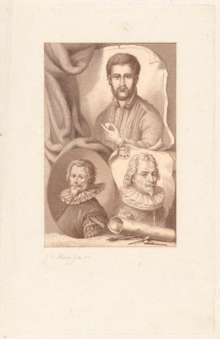 Portraits of Janus Secundus, Claes Abrahamsz. of Delft and Willem Jacobsz. Delff, Jacob Ernst Marcus, 1815 Canvas Print