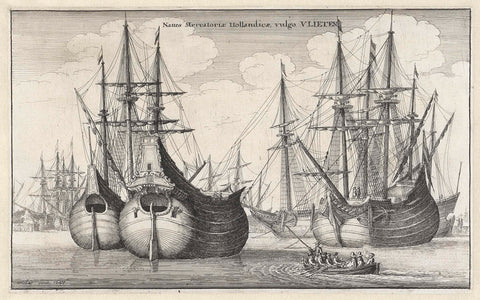 Dutch flute ships, Wenceslaus Hollar, 1647 Canvas Print