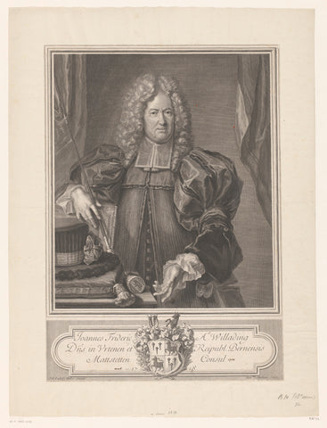 Portrait of Johann Friedrich Willading, Benoît Audran (I), 1718 - 1721 Canvas Print