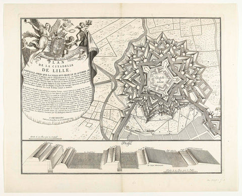 Map of the citadel of Lille, 1708, Jacobus Harrewijn (attributed to), 1709 Canvas Print