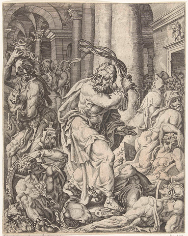 Expulsion of the money changers from the temple, Dirck Volckertsz. Coornhert (attributed to), 1548 Canvas Print