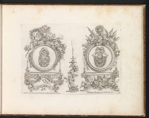 Two designs for a console table and a candlestick, Filippo Passarini, 1698 Canvas Print