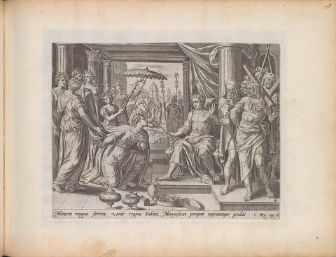 Solomon receives the queen of Seba, Hans Collaert (I) (attributed to), 1643 Canvas Print