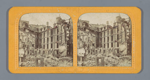 Ruins on the Carrefour de la Croix-Rouge during the Paris Commune in 1871, Charles Dauvois, 1871 Canvas Print