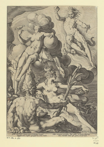 The four elements, Jacob Matham (attributed to), 1601 - 1652 Canvas Print