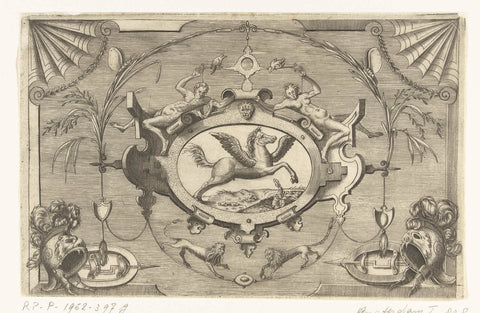 Cartouche with a winged horse, Harmen Jansz Muller, 1564 Canvas Print