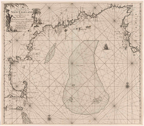 Pass map of part of the east coast of the United States and Canada, Jan Luyken, 1684 - 1799 Canvas Print