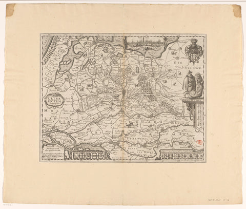 Map of the province of Utrecht, Pieter van der Keere (possibly), Pieter van der Keere, 1616 - 1617 Canvas Print