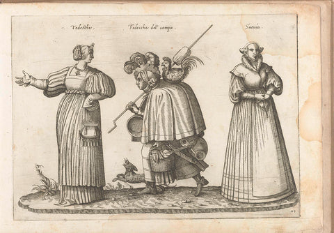 Three women, dressed according to German and Swedish fashion, ca. 1580, Bartolomeo Grassi, in or before 1585 Canvas Print