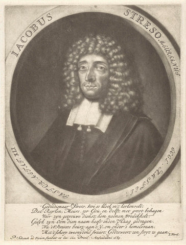 Portret van de predikant Jacobus Streso, Pieter Schenk (I), 1689 Canvas Print