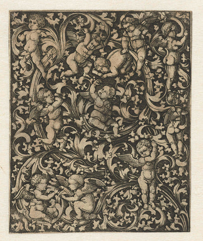 Ornament met putti, anonymous, 1470 - 1550 Canvas Print