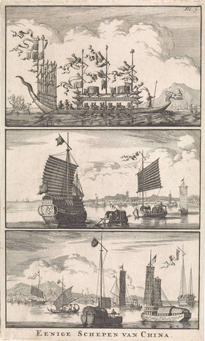 Several Chinese vessels, Jan Luyken, 1697 Canvas Print