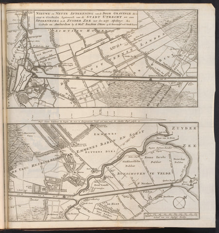 Map of the proposed canal between Utrecht and the Zuiderzee, 1720, anonymous, 1720 Canvas Print