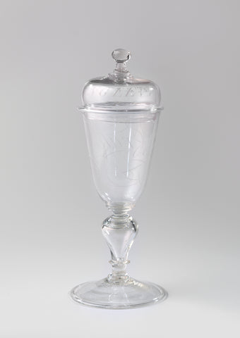 Goblet with lid, with the inscription: Vreede en Vryheid, anonymous, c. 1670 - c. 1700 Canvas Print