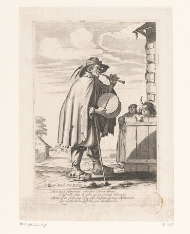 Street musician, Abraham Bosse, 1629-1630 Canvas Print