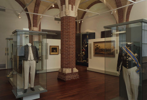 Room 112 with display cases with military costumes, paintings and weapons, 2003 Canvas Print