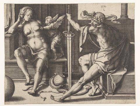 Mars, Venus and Cupid, Lucas of Leyden, 1530 Canvas Print