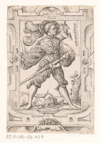 Standard bearer with flag of Schaffhausen, Virgil Solis, 1524 - 1562 Canvas Print