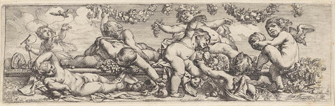 Frisian with eight children playing and putti, Cornelis Schut (I), 1618 - 1655 Canvas Print