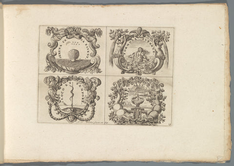 Print 19 from the series "Livre des plus belles devises... ", Anthonie de Winter, 1697 Canvas Print