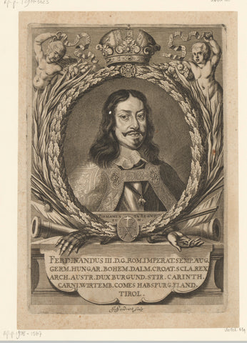 Portret van Ferdinand III, Duits keizer, Jakob von Sandrart, 1671 Canvas Print