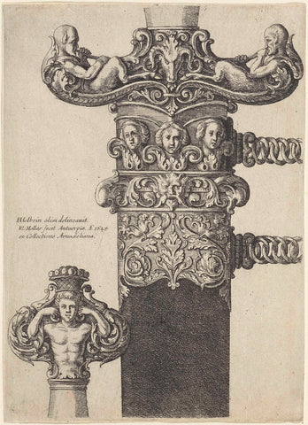 Ornamenteel ontwerp voor een dolk, Wenceslaus Hollar, 1645 Canvas Print