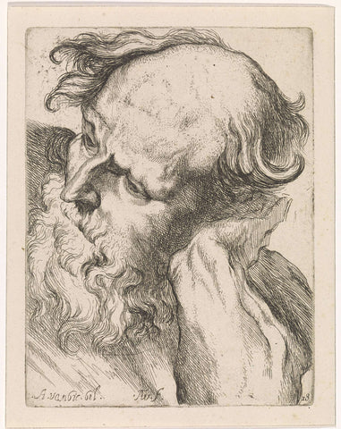 Head of an old man (Jozef), Augustinus Terwesten (I), 1672 - 1711 Canvas Print