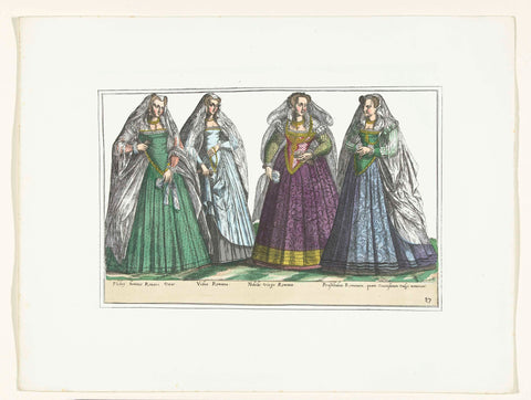 Four women dressed according to Roman fashion, ca. 1580, anonymous, 1872 - 1875 Canvas Print