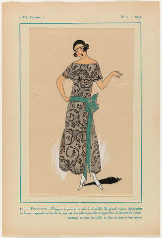 Très Parisien, 1923, No. 5: 13.- FRIVOLITY. - Elegant and pretty this dress..., anonymous, 1923 Canvas Print