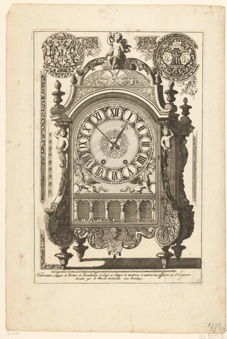 Titelblad: Nouveaux Liure de Boites de Pendulles de Coqs etuys de montres et autres necessaire au Orlogeurs, anonymous, Daniël Marot (I), after 1706 - before 1800 Canvas Print