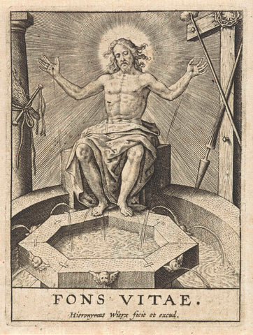 Christ as fountain of life (Fons Vitae), Hieronymus Wierix, 1563 - before 1619 Canvas Print