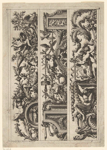 Three vertical panels, Jean Lepautre, after 1634 - before 1667 Canvas Print