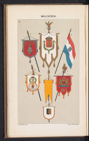 Banners of the guards of honour of Walcheren, 1862, Jan Frederik Schütz, 1843 Canvas Print